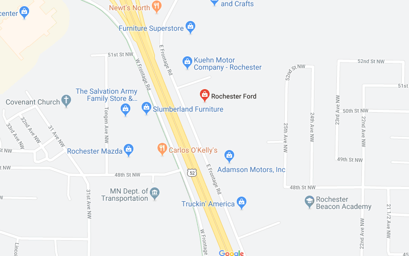 Map of area around Rochester Ford in Rochester MN